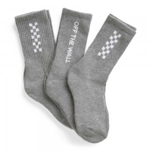 Vans Checked It Crew Sock 3 Pack Size 6.5-10 Grey | OWX-938614