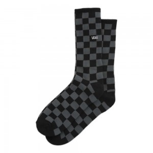 Vans Checkerboard Crew Sock 6.5-9 Black / Grey | CXK-045326