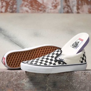 Vans Checkerboard Skate Slip-On Black / White | XJK-817540