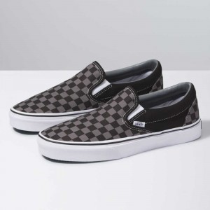 Vans Checkerboard Slip-On Black / Blue Grey | EXM-091257