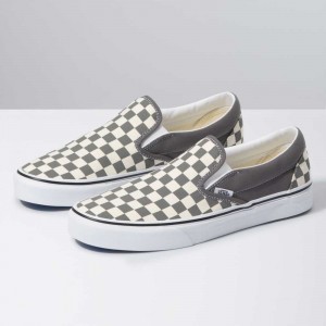 Vans Checkerboard Slip-On Blue Grey / White | EOG-685092