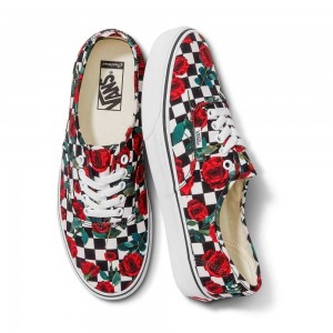 Vans Customs Checkerboard Roses Authentic Wide | JHQ-328490
