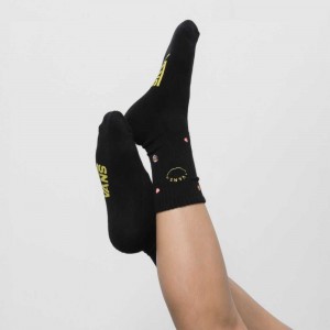 Vans Embroidered Crew Sock 6.5-10 Black | RQE-635420
