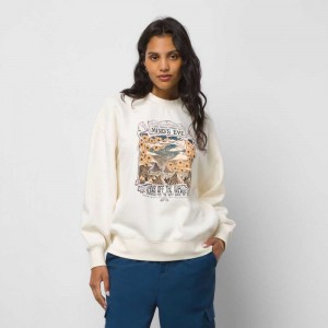 Vans Minds Eye Slouchy Pullover Crew White | VCJ-162857