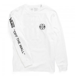 Vans Off The Wall Check Graphic Long Sleeve T-Shirt White | PWY-986712