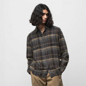 Vans Peddington Washed Flannel Buttondown Shirt Black | KNW-251084
