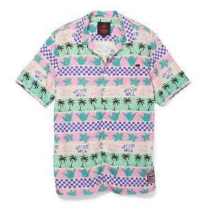 Vans Stranger Things California Stripe Buttondown Shirt Pink | ZHB-649523