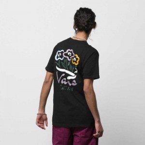 Vans Tri Floral T-Shirt Black | QHL-437162