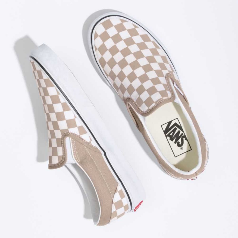 Vans Checkerboard Classic Slip-On White | JOL-320897