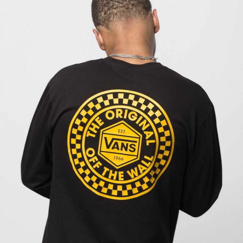 Vans Circle Checker Long Sleeve T-Shirt Black | BSO-096435