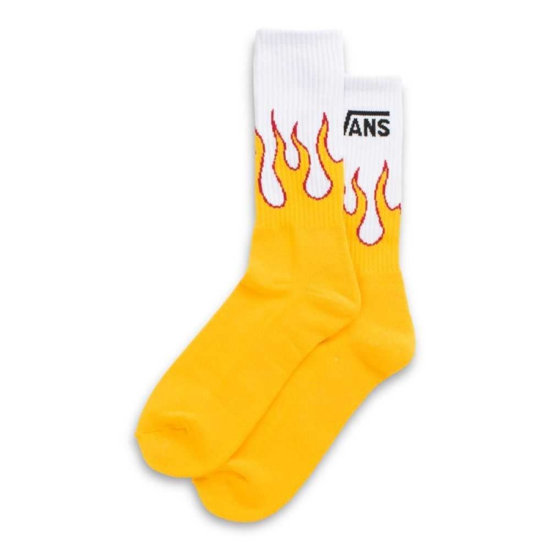 Vans Classic Flame Crew Sock Size 6.5-9 Lemon | EUI-904183