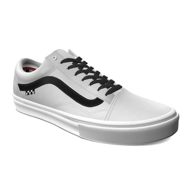 Vans Customs True White Leather Skate Old Skool White | LVI-825903