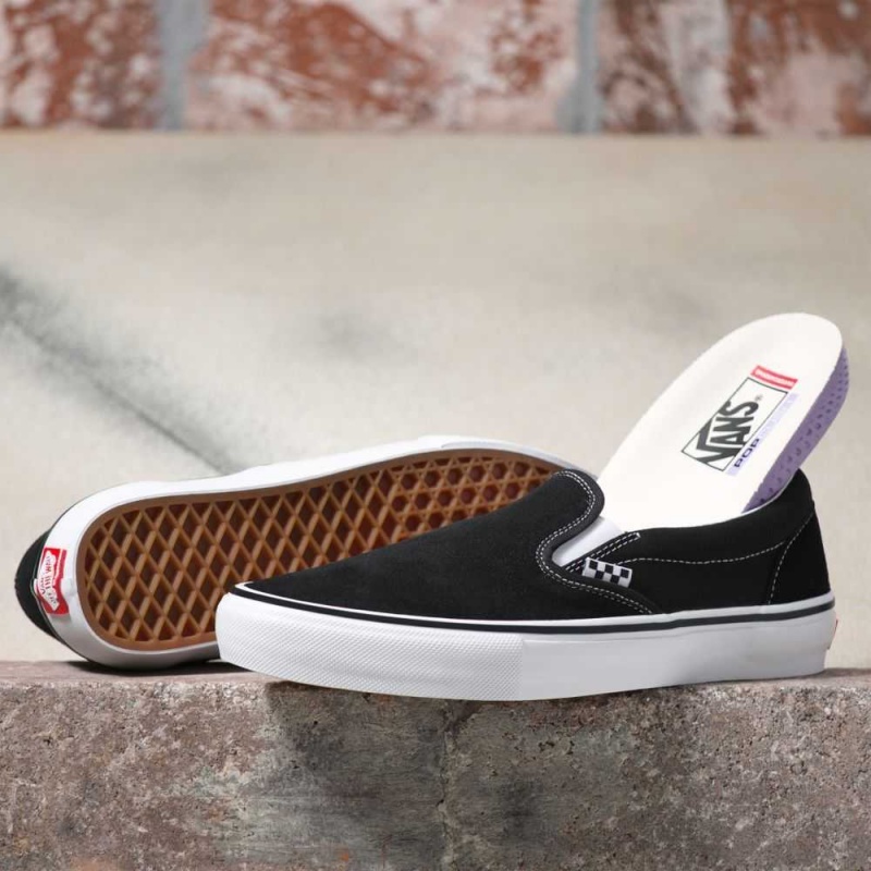 Vans Skate Slip-On Black / White | GRI-721645